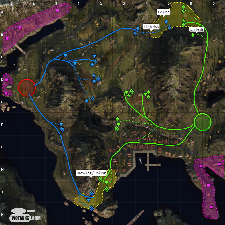 Места wot. Фьорды позиции для пт. WOT фьорды позиции для пт. Фьорды танки карта. Карта фьорды в World of Tanks.